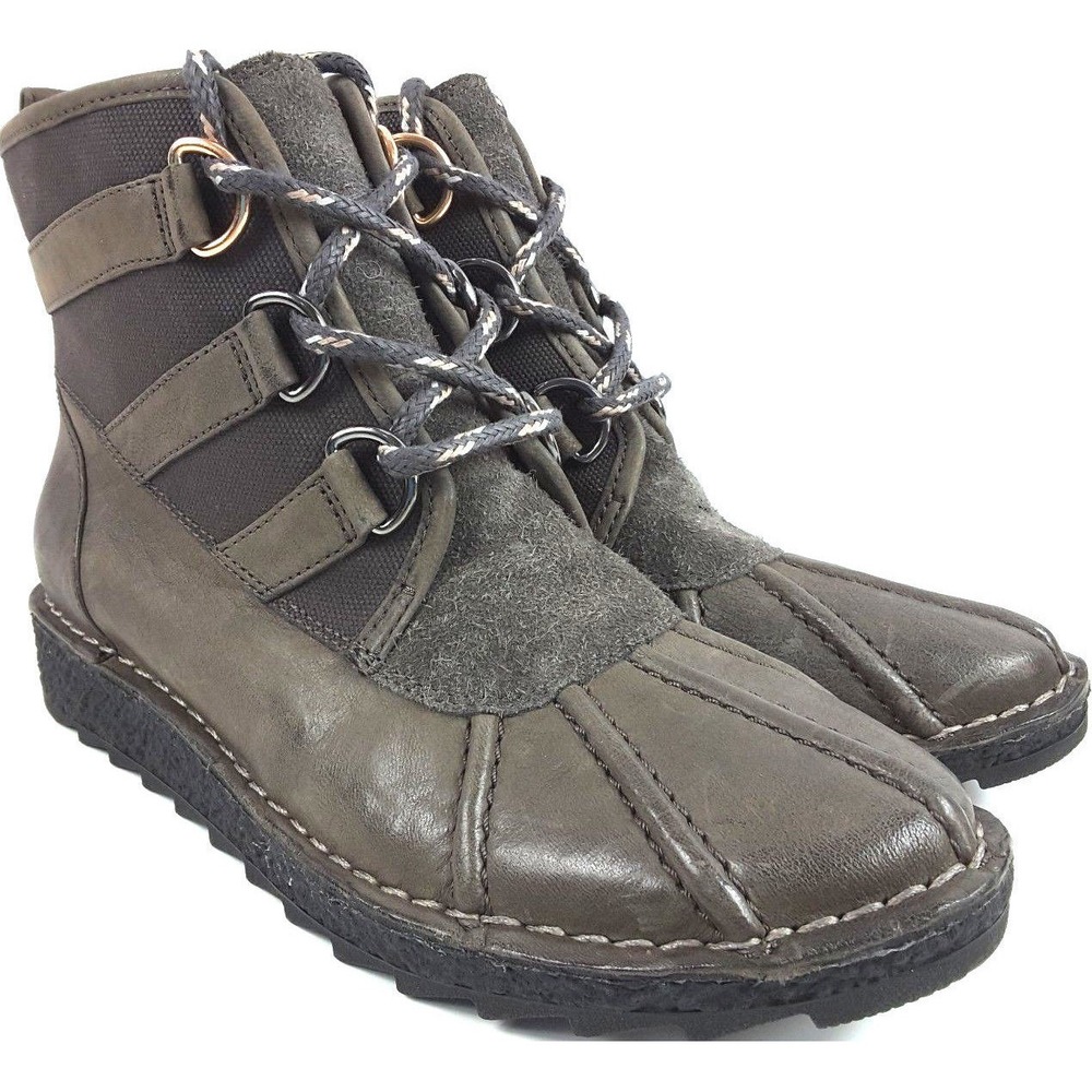 Clarks Somerset Olso Cove Women's Gray Leather Comfort Ankle Boots Sz 9.5 M New